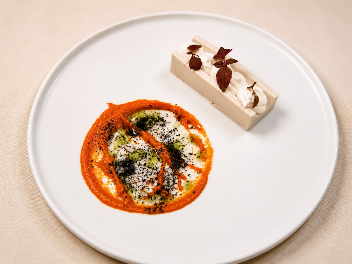 Pannacotta di melanzana ,crema di pomodoro e Parmigiano